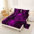 thumbnail image 2 of Castle Fairy Gothic Skull King Sheets 4pcs,Happy Halloween Bedding,Magenta Black,1 Fitted Sheet,1 Flat Sheet and 2 Pillowcases, 2 of 6
