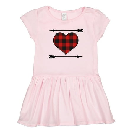 

Inktastic Buffalo Plaid Valentines Day Heart Gift Toddler Girl Dress
