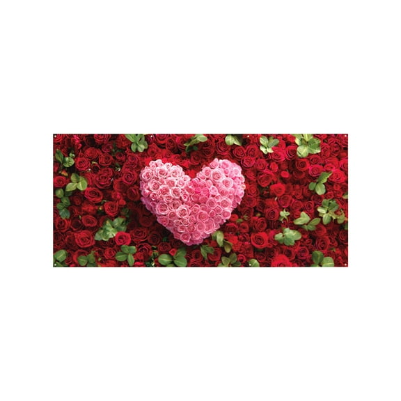 BAOPAI Valentine's Day Garage Door Decoration Romantic Heart-Shaped Banner with Happy Valentine's Day Lettering for Party and Yard Decor