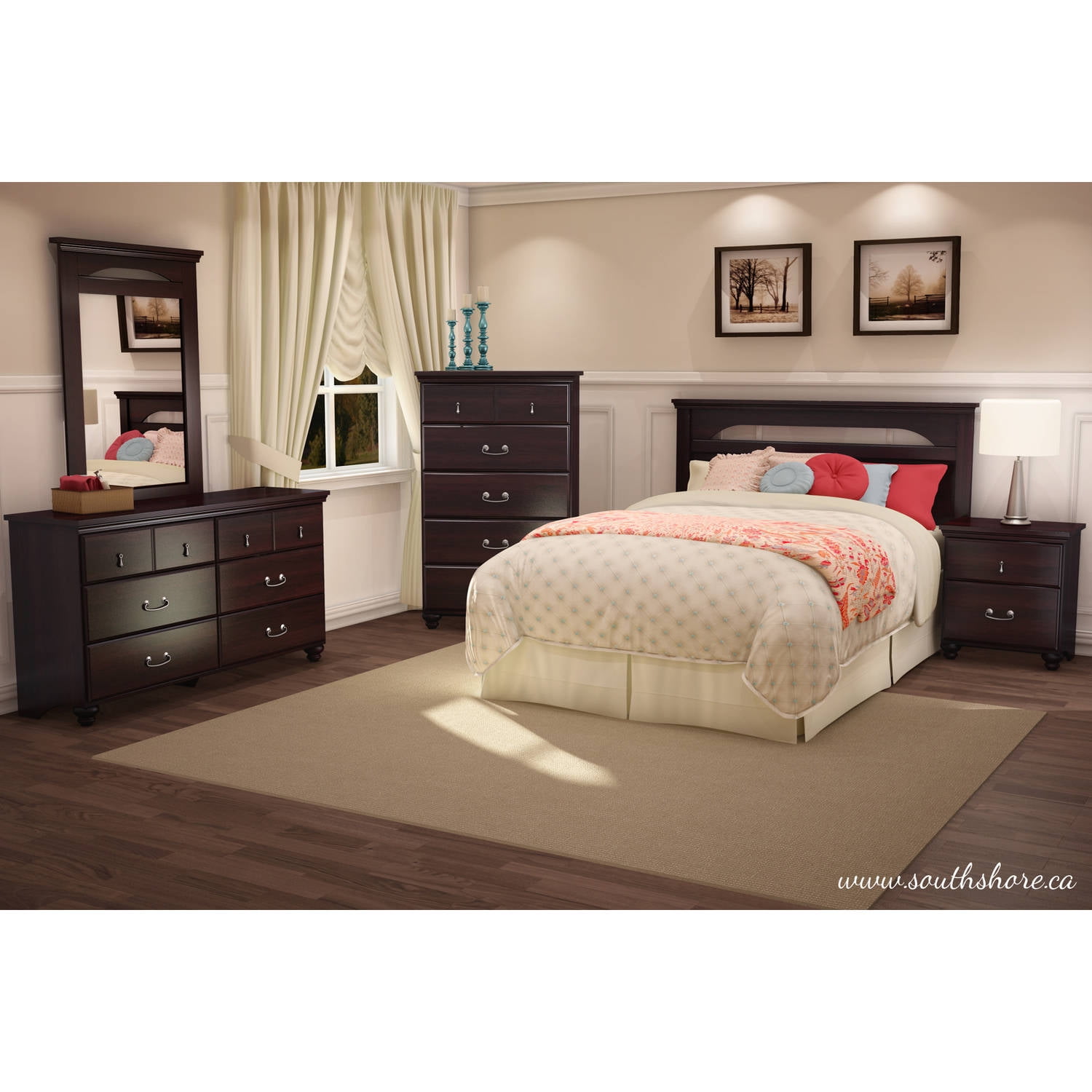 South Shore Noble Double 6 Drawer Dresser Dark Mahogany Walmart