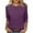 Purple, variant on 3/4 Sleeve Tops for Women Plus Size Casual Crew Neck Solid Color Ladies Round Neck Fashion Loose Blouse
