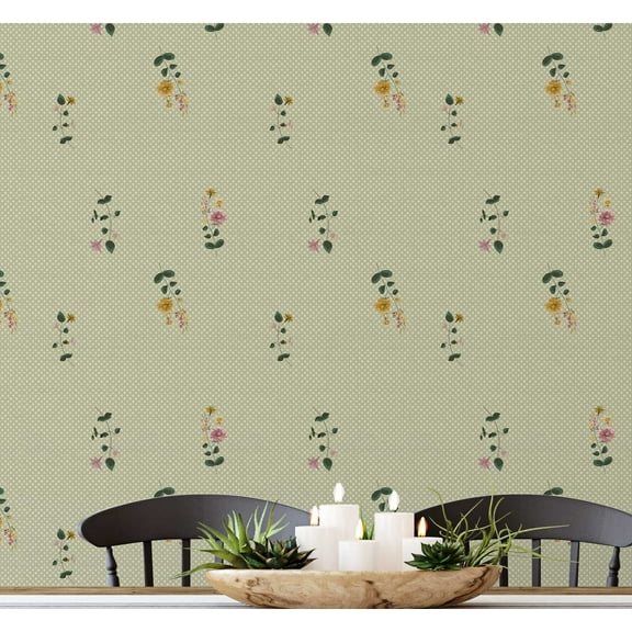 S4Sassy Ornamental Forest Wallpaper - Green Wall Covering, 25" x 60" Self-Adhesive Wallpaper, Wall Wrap, Easy DIY Decor For Farmhouse Bedroom, Living Room, Cabinets, Living Spaces