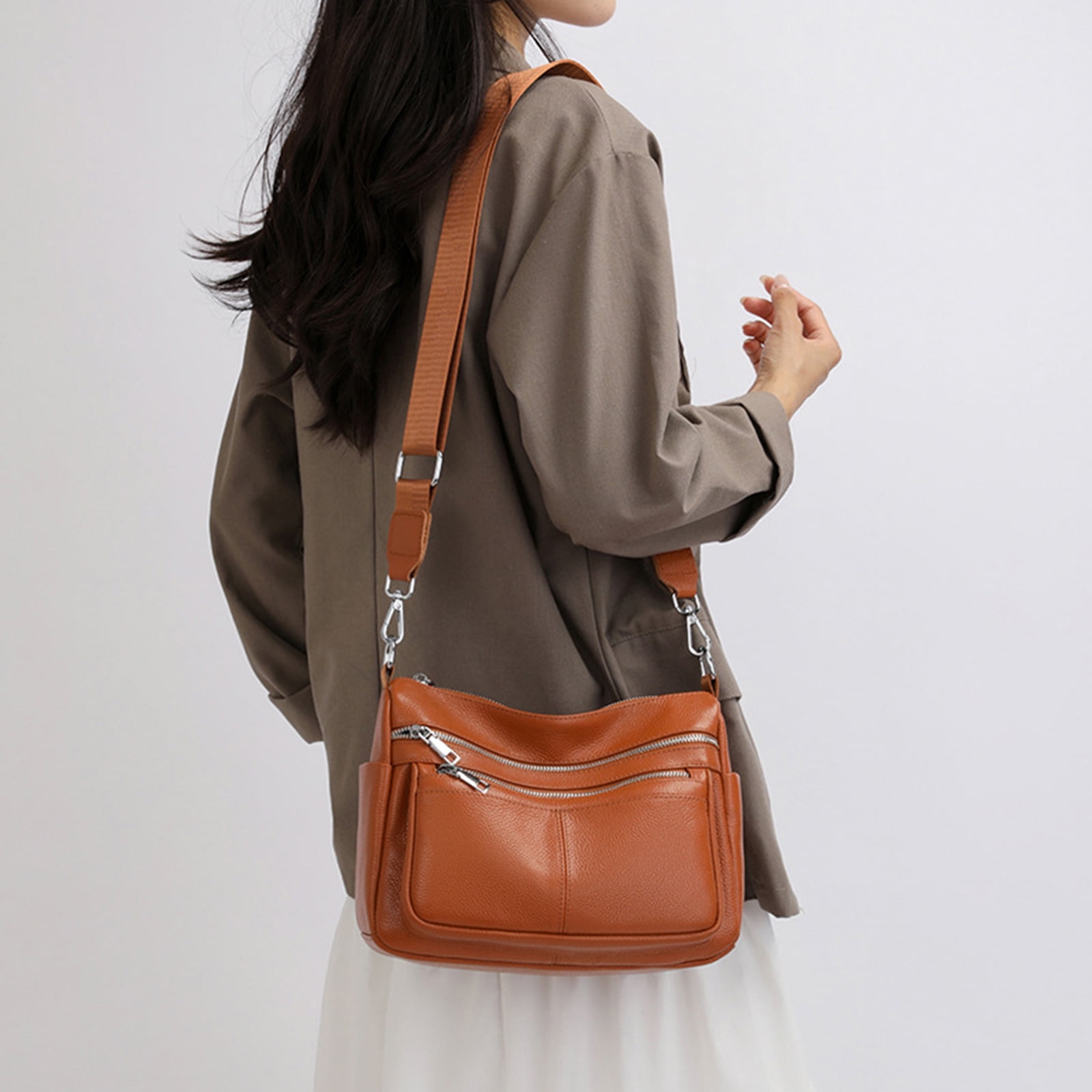 URSOFINE Genuine Leather Women’s Shoulder Bag Large Trendy Hobo Crossbody Purse for Daily & Travel Use