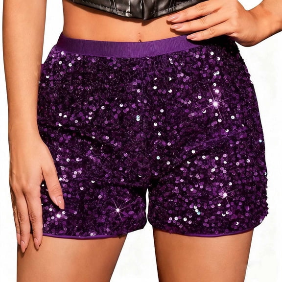 Sparkly Sequin Shorts for Women High Waisted Shiny Hot Pants Glitter Party Clubwear Rave Outfits Festive Bottoms