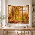 thumbnail image 3 of Autumn Orchard Through Rustic Window with Lace Curtains, Nostalgic Farmhouse for Nature Lovers, Harvest Wall Art Decor, Thanksgiving Gift, Tapestry Wall Hanging for Living Room and Bedroom, 3 of 5