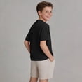 thumbnail image 4 of OGLCCG Boys Short Sleeve Henley Shirt Button Up Cotton Linen Dress Shirts Casual Summer Solid Color Tees Tops with One Pocket 5-15 Years, 4 of 8