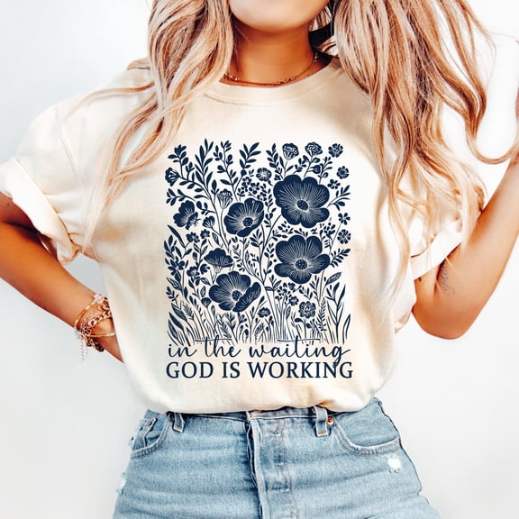 LOVETEE Vintage Floral Christian Shirt: Comfort Colors, Bible Verse, Faith Tee, White S
