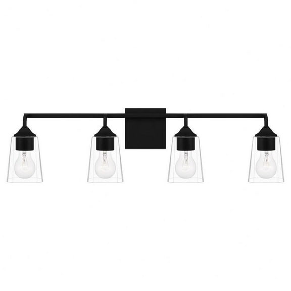 4 Light Bathroom Light Fixture in Transitional Style-8 inches Tall and 31 inches Wide-Matte Black Finish Bailey Street Home 71-Bel-4621750
