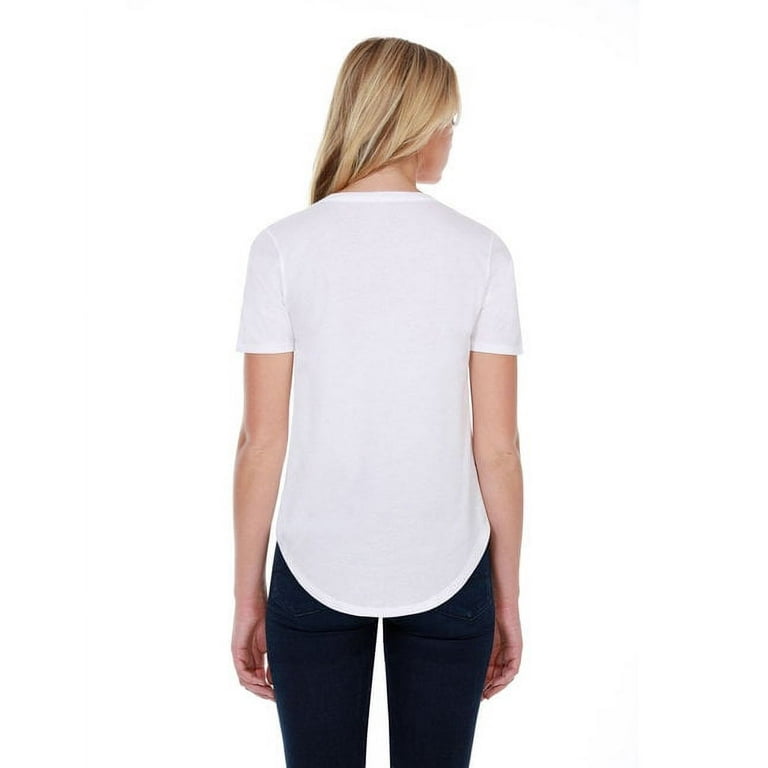 Ladies' 3.5 oz., 100% Cotton U-Neck T-Shirt - WHITE - L