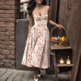 thumbnail image 4 of Vestido camisero floral de verano para mujer, vestido sexy sin mangas con top de tubo para mujer, moda 2024, estampado simple, corte en A, elegante, midi, vestidos para mujer, 4 of 4