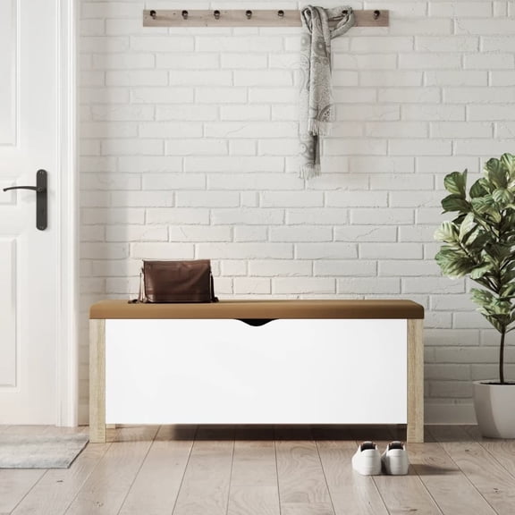 vidaXL Cushioned Storage Bench White