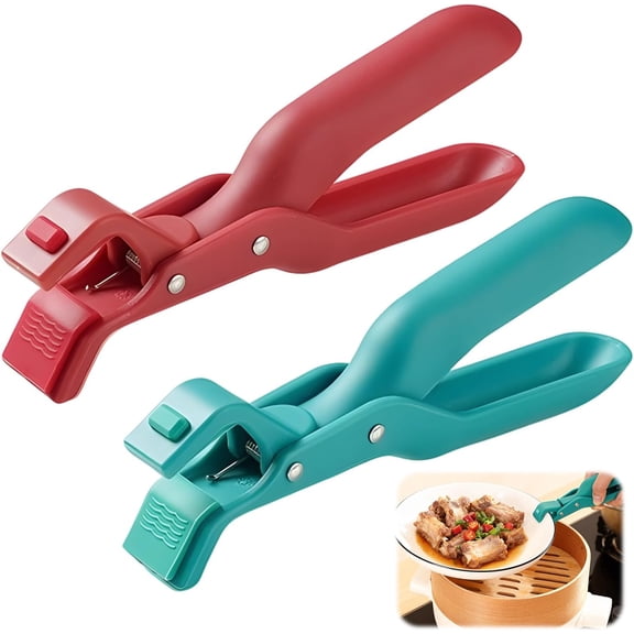 Yippzo 2PCS Hot Plate Grippers, 2025 Upgraded Silicone Clip, Hot Plate Gripper Tongs, For Kitchen, Hot Bowl Dish Plate Gripper Clips Tongs Clamp Holder