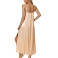thumbnail image 3 of Unique Bargains Womens Satin Nightgown Lace Cami Dress Maxi Long Gown Pajama Nightwear XL Champagne, 3 of 5