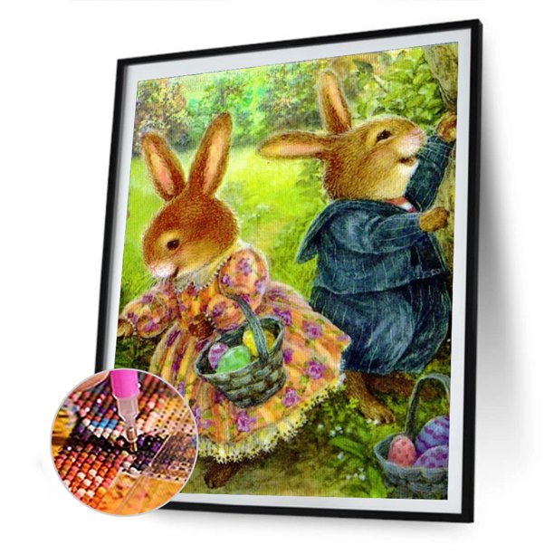 Cuadros Decorativos 5D DIY Diamond Painting Rabbit Full Round Drill Home Art Decor (V1940) Likrtyny embutido en tela