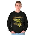 thumbnail image 4 of Zombie Zone Hazardous Dangerous Funny Men's Big & Tall Crewneck Sweatshirt Brisco Brands 2X, 4 of 5