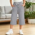 thumbnail image 4 of ATOGUTA Girl's Capris Pants Summer Loose Straight Leg Pants Elastic Waist Preppy Casual Trousers Gray, Size 5T-15, 4 of 8