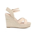 thumbnail image 3 of BLISSFUL STEP Women's Crisscross Strap Platform Espadrilles Wedge Heel Sandals Beige 7, 3 of 7
