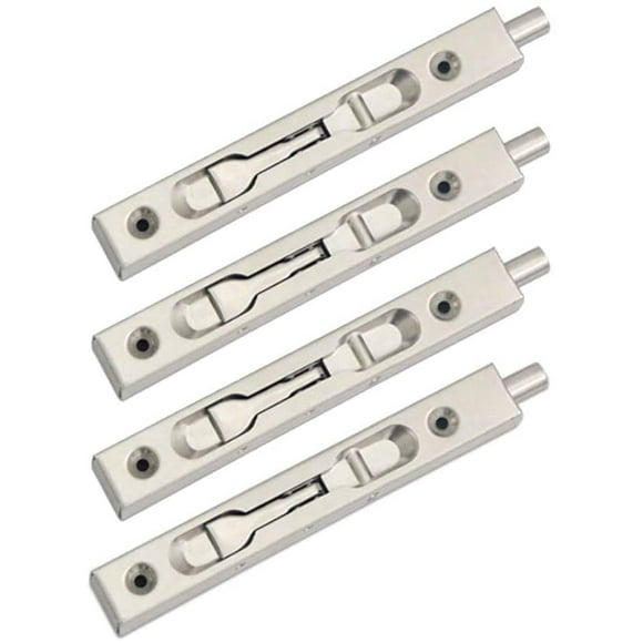 4 Pack (2 Pairs) Door Flush Bolt Latch Slide Latch Concealed Bolt Security Lever Action, Stainless Steel Sliding Bolt - (15cm Length)