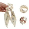 thumbnail image 2 of Unique Bargains 1 Pc Elegant Double-layer ribbon pearl Scrunchies Hair Elastic Band white, 2 of 5