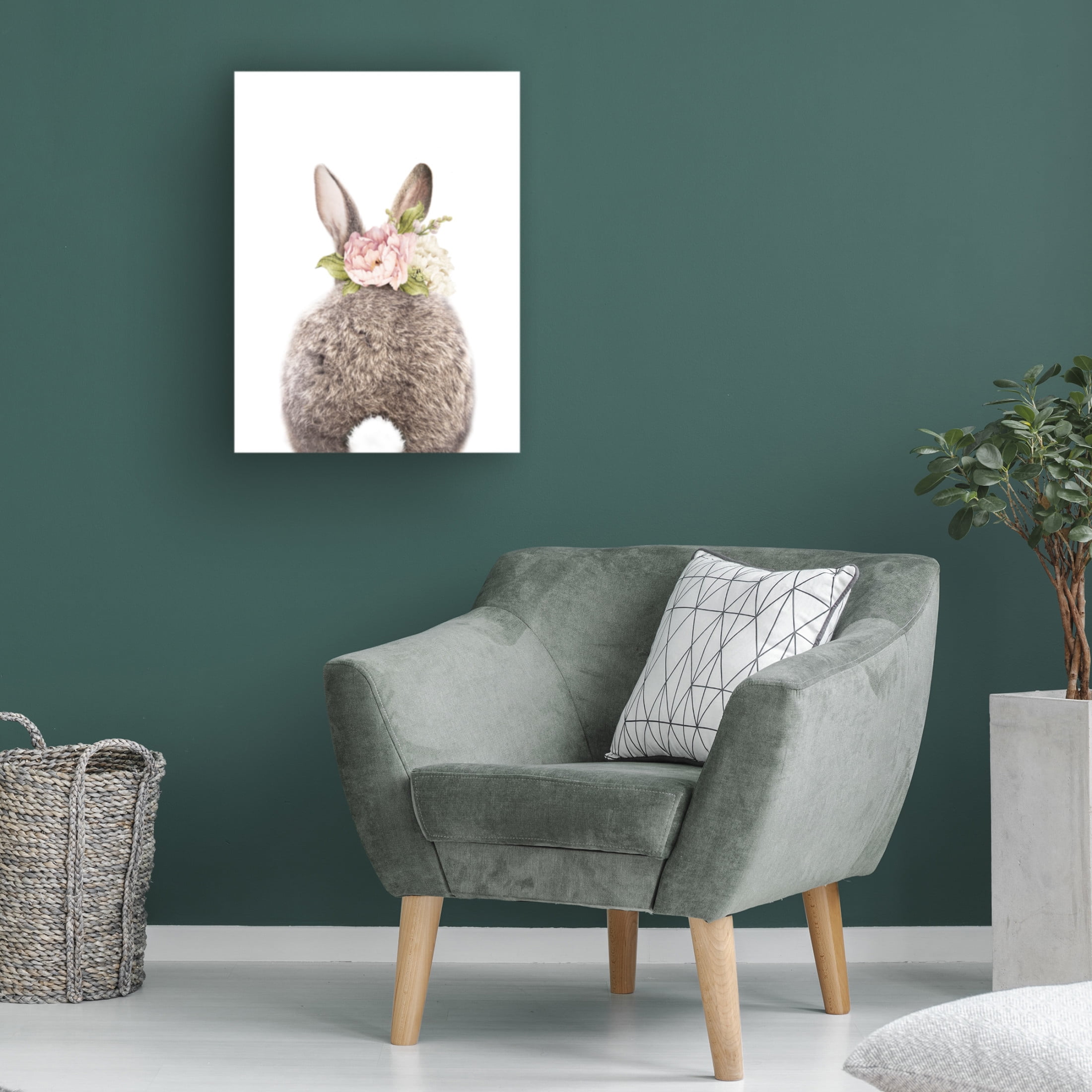 Trademark Fine Art Lola Peacock Floral Bunny Back Canvas Wall Art