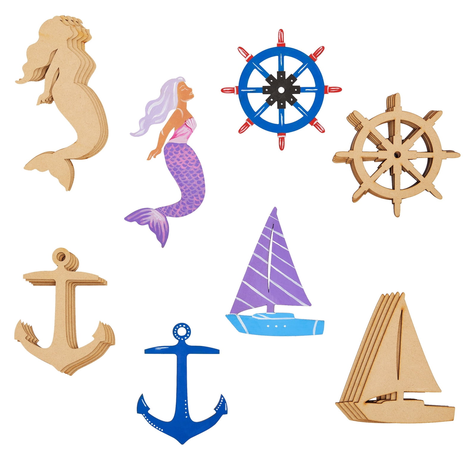 7 Different Designs Unpainted Wood Cutouts NAUTICAL Wood Cut outs Craft  7 Different Designs Unpainted Wood Cutouts NAUTICAL Wood Cut outs Craft