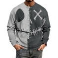 thumbnail image 5 of Fabrcox S-5XL Halloween Shirts for Men Spooky Pumpkin Face Patchwork Men Crewneck Sweatshirt Funny Fall Waffle Knit Big and Tall Pullover XL, 5 of 7