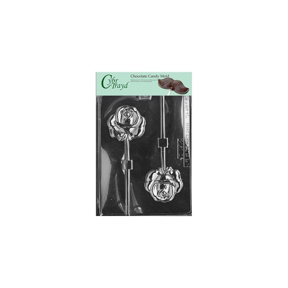 Cybrtrayd Hollow Rose Lolly Fruits and Vegetables Chocolate Candy Mold with 25 4.5-Inch Lollipop Sticks