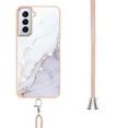 thumbnail image 3 of Allytech Galaxy S21 Plus Case,S21+ Case, TPU Marble Pattern Slim Fit Anti-scratch Shock-absorbing Full Protection Back Cover with Hand Strap Lanyard Case for Samsung Galaxy S21 Plus, White, 3 of 4