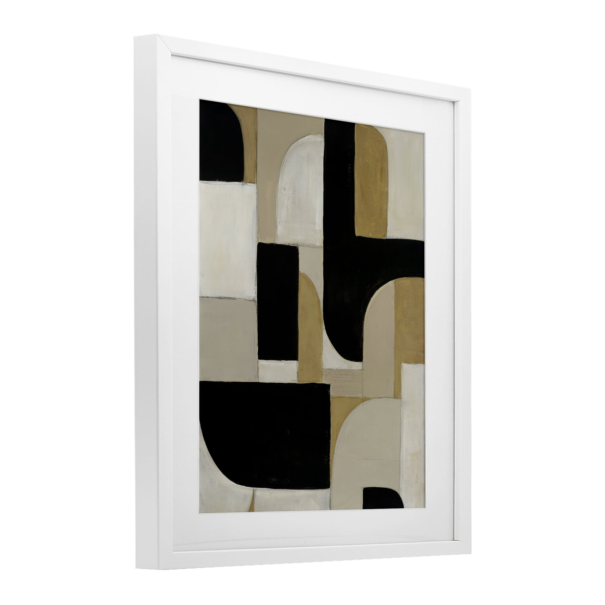 Stupell Industries Black & Neutral Shapes White Framed Print Under Glass, design by Kippi Leonard