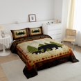 thumbnail image 2 of Bear Comforter Set King Size Rustic Farmhouse Bear Wildlife Bedding Wild Bear Bedding Comforter Sets Country Cabin Lodge Decor Down Comforter Nature Woodland Bear Paw Print Duvet Insert Brown Green, 2 of 5