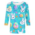 thumbnail image 4 of Bainana Easter T-Shirt For Women Fashion Floral Egg Bunny Printed Casual 3/4 Sleeve Round Neck T Shirt Top Ladies Festival Casual Tshirts Multicolour Size L, 4 of 5