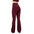 thumbnail image 4 of YITTY Active Women's Ultraluxe Crossover Kick Flare High Waist Legging, Athleisure, 4-Way-Stretch, Burgundy, XS, Regular | 32" Inseam, 4 of 7