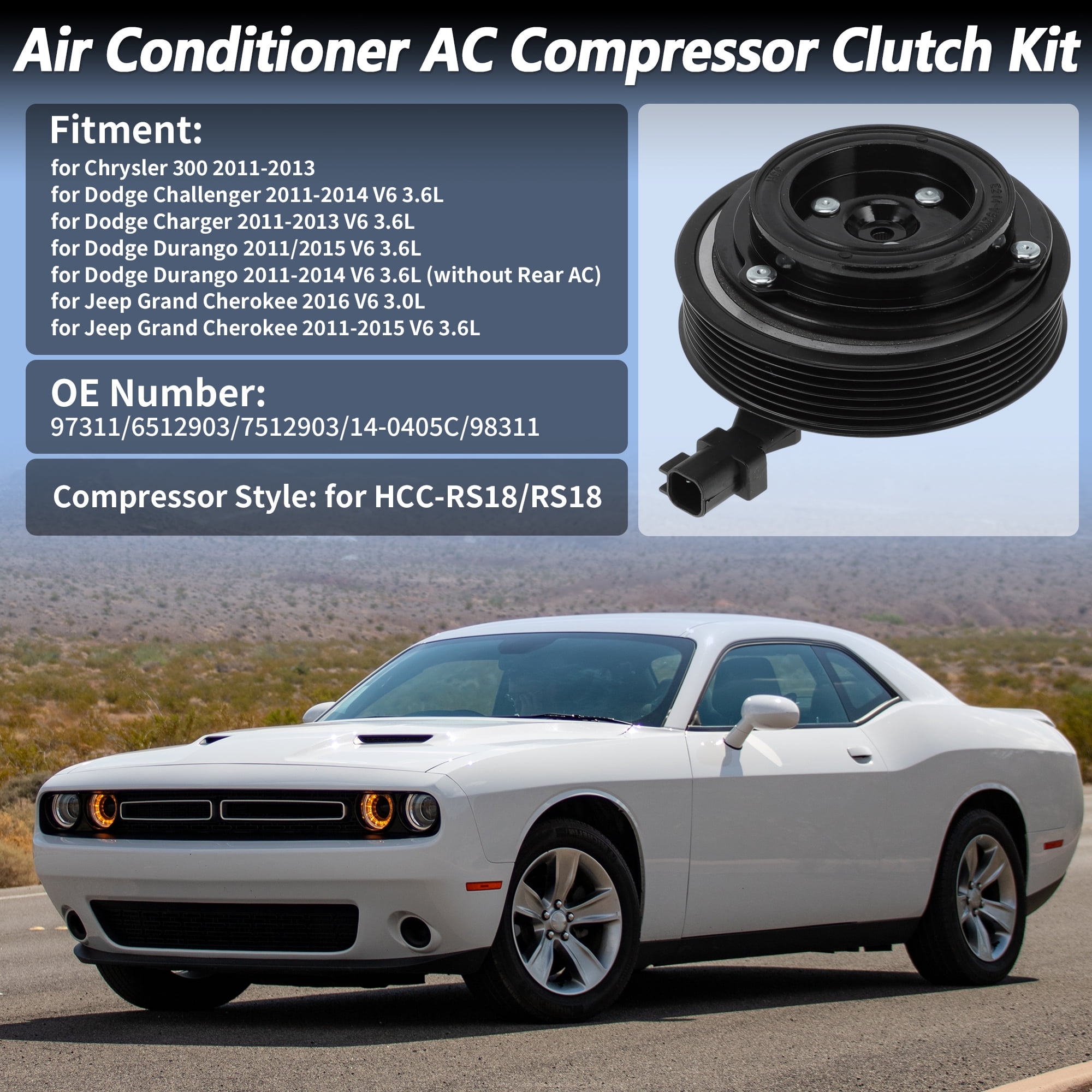 Unique Bargains AC Compressor Clutch Kit for Chrysler Models HCC-RS18/RS18