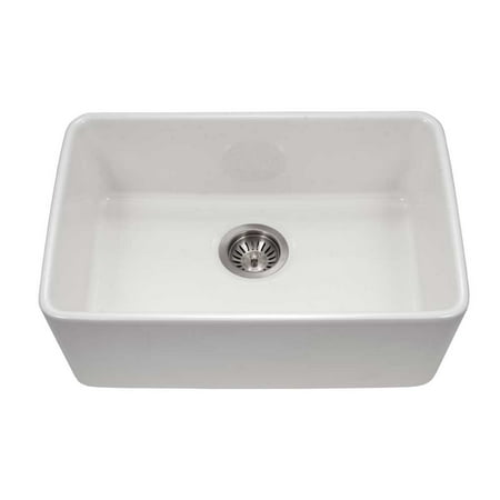 Platus Fireclay Undermount 23 Single Bowl Kitchen Sink In White With Rectangular Basin