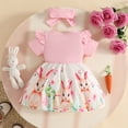 thumbnail image 3 of Tiijoy Infant Girls Easter Bunny Short Sleeve Dress Cute Skater Dress with Headband, Sizes 6-12M, 3 of 6