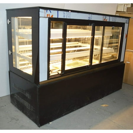 TECHTONGDA 47 Inch Countertop Glass Refrigerated Cake Showcase Bekery Display Cabinet Front Door 315W 220V Ambient Temperature