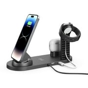 COFEST Electronics Gadgets,15W Six-in-one Wireless Charging 360° Rotating Charger,Wireless Fast Charging,Smart Watch Charging Stand,Wireless Earphone Charging Base,Black,