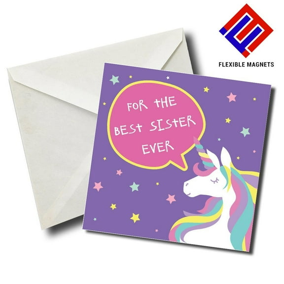 For The Best Sister Ever Stylish Magnet for refrigerator. Great Gift! By Flexible Magnets.