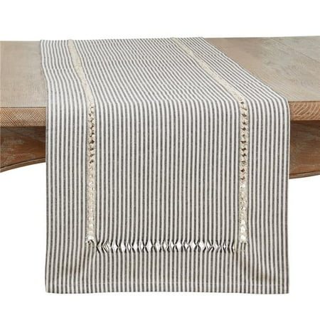 

Saro Lifestyle 1563.BW16120B 16 x 120 in. Stripe Hemstitch Oblong Table Runner Black & White