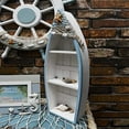 thumbnail image 5 of Wooden Boat Shelf Set of 2, Beach Theme Standing Display Boat with 3 Shelves, 5 of 7