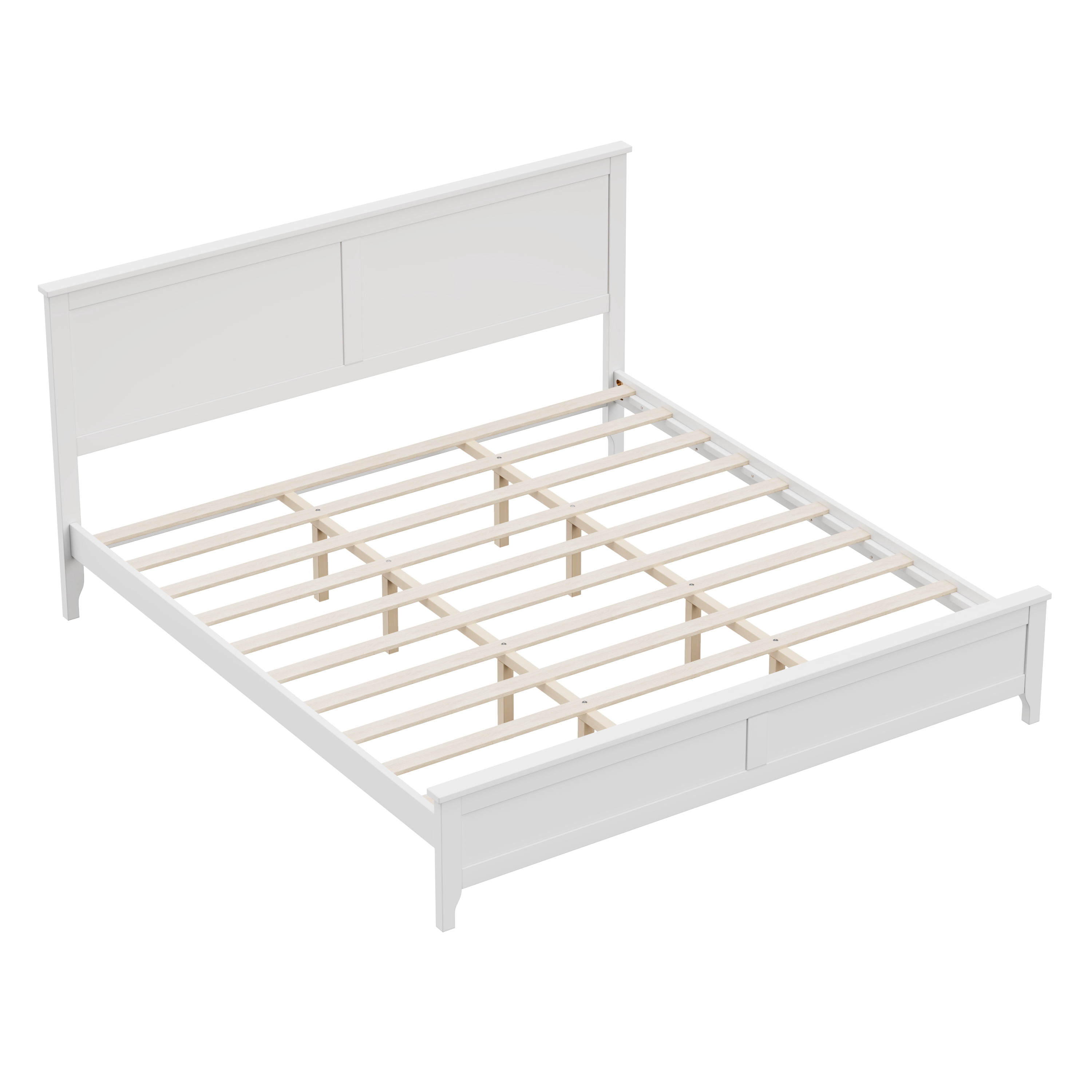 Euroco Wood King Size Platform Bed, White