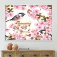 thumbnail image 2 of Designart 'Tea Cup Birds and Pink Flowers' Traditional Framed Canvas Wall Art Print, 2 of 5