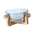 thumbnail image 3 of Cuenco para servir ensaladas Cuenco para comida con soporte de madera Cuenco elegante transparente para pasteles Cuenco para mezclar para bocadillos B, 3 of 9