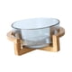 thumbnail image 3 of Cuenco para servir ensaladas Cuenco para comida con soporte de madera Cuenco elegante transparente para pasteles Cuenco para mezclar para bocadillos B, 3 of 9