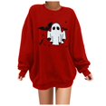 thumbnail image 5 of Halloween Sweatshirt for Women Hoodless Sweatshirt Casual Long Sleeve Graphic Crewneck Pullover Top for Women Red XXL, 5 of 7