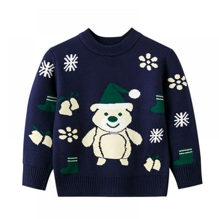

1-6 Years Toddler Kids Baby Girl Christmas Sweater Crewneck Knit Cute Sweaters Pullover Sweatshirt Top Fall Winter Clothes