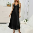 thumbnail image 3 of Women Silk Satin Nightgown Sexy Spaghetti Straps Chemise Lingerie Long Sleepdress Ladies Sleepwear Slip Negligee S-XL, 3 of 5