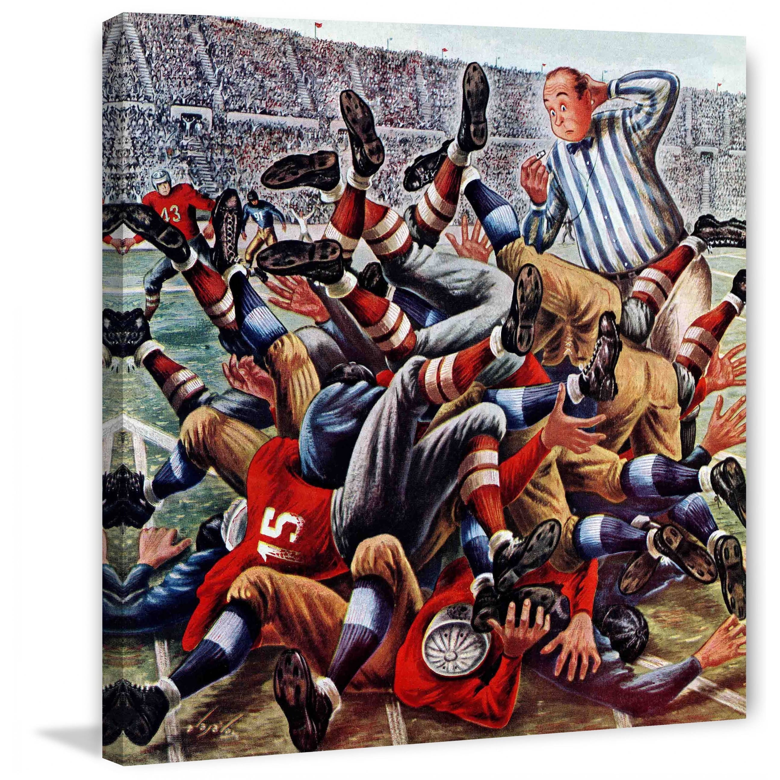 Marmont Hill Football Pile-up by Constantin Alajalov Painting Print on Canvas