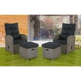 thumbnail image 2 of Ensemble de 4 Pièces en Osier Toutes Saisons Monaco w 2 Chaises Inclinables Grises et 2 Poufs, 2 of 12