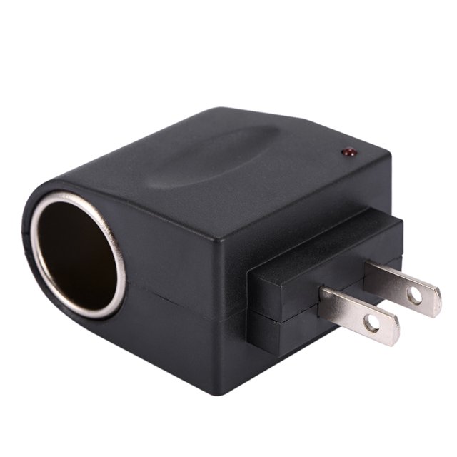 Ejoyous Car Cigarette Lighter Adapter, a black wall power AC to car charger cigarette lighter converter. Features a compact design with a standard two-prong AC plug and a 12V cigarette lighter socket. Built-in overvoltage, overcurrent, and short circuit protection. Suitable for vehicle electrical appliances below 6W. Lightweight and portable, ideal for stable power supply needs.